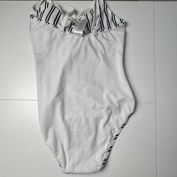Nautica One-Piece Swimsuit – White & Navy Striped Lace-Up Front, Size M - Picture 5 of 7